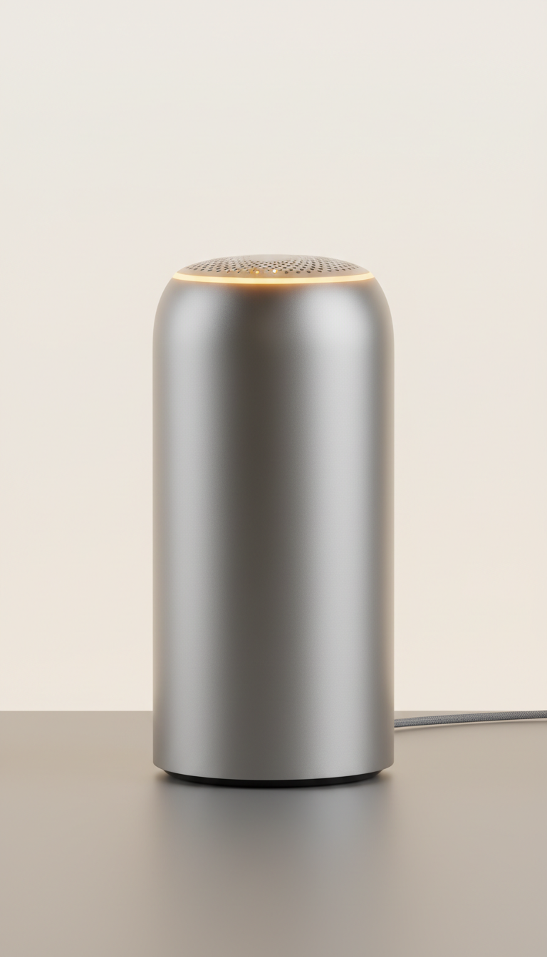 Smart home speaker with soft silver