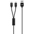 Amplify Linked Series USB to 2 x USB-C Braided Cable 60W 1.2m - Black