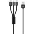 Bounce Cord Series 3 in 1 Charge Cable 1m - Black