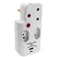 Ellies 3 Way Surge Adaptor with Type C + USB - WT