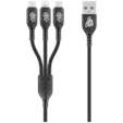 Pro Bass Braided 3-in-1 Charge Cable 1m - Black