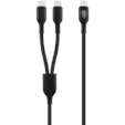 Pro Bass Cord Series 1.2m 15w USB-C to 2x USB-C Braided - Black