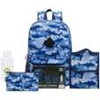 Quest 4-Piece Backpack Set Shark Camo Blue