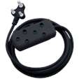 Switched Light-Duty Side-by-Side (SBS) Extension Leads 3m - BK