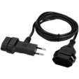 Switched Easy Cable Extender 2-Pin Euro to T-Shape AC 2-Pin Euro Socket 2m - Black