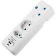 Switched 3-Way Schuko Adaptor with Type C + USB