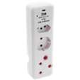Switched 3-Way Medium Surge Adaptor - Schuko with Type-C + USB