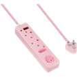 SWITCHED 4 Way Medium  Surge Protected Multiplug 0.5M Braided Cord Pink
