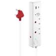 Switched 3-Way Medium Surge-Protected Multiplug with 1x Type-C + 3.4a USB Ports - 0.5m - White