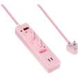 Switched 3-Way Surge-Protected Multiplug with Dual 2.4a USB Ports 3m Braided Cord