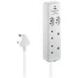 Switched 4-Way Extension Lead with 1x Type-C + 1x USB - 2m