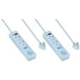 2x SWITCHED 4 Way Surge Multiplug 0.5M Braided Cord Blue