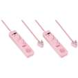 SWITCHED 4 Way Surge Multiplug 0.5M Braided Cord Pink