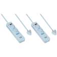 2x 3-Way Surge Multiplug with Dual USB Ports Blue - 0.5m