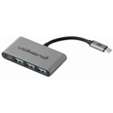 VolkanoX Core Hub series USB Type C to 3x USB 3.0 plus Power - 10cm - Charcoal