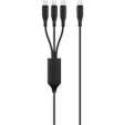 Volkano Nova Series USB C to 2 USB C and lightning cable 100W TPE-Black