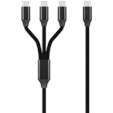 Volkano Weave Series 100w 3-in-1 Charge Cable (3 x Type C) - Black