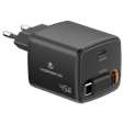 Volkano Sleek Series Fast Wall Charger 45W USB-C with Built-in Retractable 75cm Cable - Black